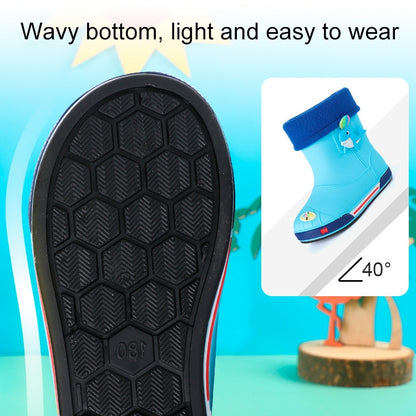 Children Non-Slip Plus Velvet Warm Cartoon Short Rain Boots, Inner Length 17cm Without Cotton Cover, Inner Length 18cm Without Cotton Cover, Inner Length 19cm Without Cotton Cover, Inner Length 20cm Without Cotton Cover