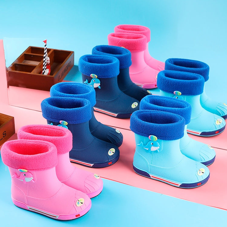 Children Non-Slip Plus Velvet Warm Cartoon Short Rain Boots, Inner Length 17cm Without Cotton Cover, Inner Length 18cm Without Cotton Cover, Inner Length 19cm Without Cotton Cover, Inner Length 20cm Without Cotton Cover