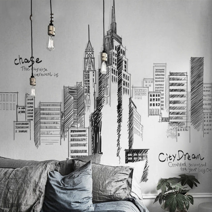 Creative City Building Wall Sticker Bedroom Living Room Sofa TV Background Wall Decoration Large Stickers