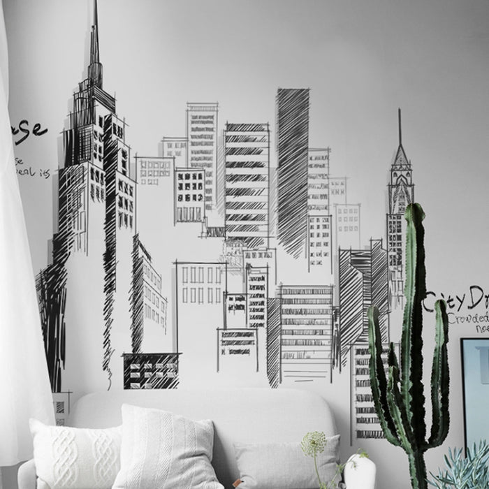 Creative City Building Wall Sticker Bedroom Living Room Sofa TV Background Wall Decoration Large Stickers