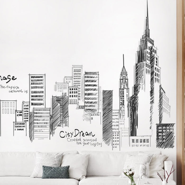 Creative City Building Wall Sticker Bedroom Living Room Sofa TV Background Wall Decoration Large Stickers