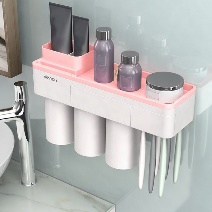 Free Punching Toothbrush Holder Set Bathroom Shelf