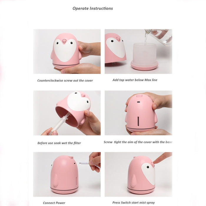 220ml Aroma Humidifier Cute Penguin USB Air Diffuser Home Office Car Mist Maker Air Purifier