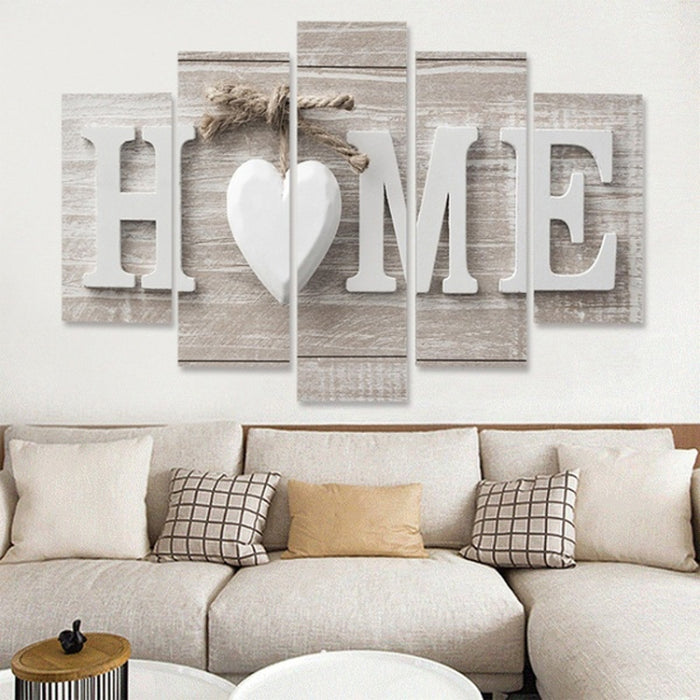 5 PCS Canvas Printing Love HOME Frameless Wall Art Pictures for Home Living Room Bedroom Decoration