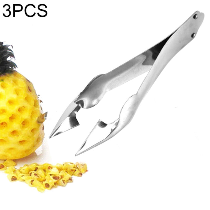 3 PCS Stainless Steel Non-slip Tip Open Blade Pineapple Clip Fruit Eye Digger