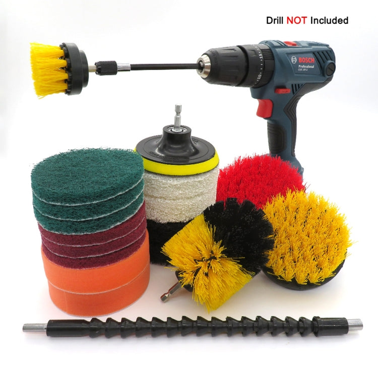 19 in 1 Household Nylon Hexagonal Electric Drill Brush Pads Scouring Sanding Disc Pad Kits