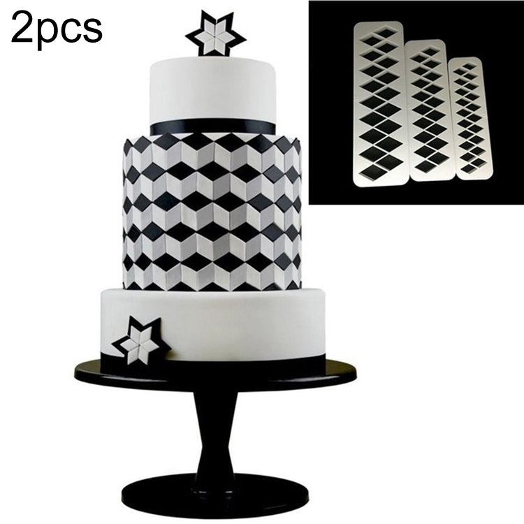 2 PCS Chocolate Cake Geometric Puzzle Embossed Strip Foundation Shape Graphic Biscuit Mold Stamping Tool