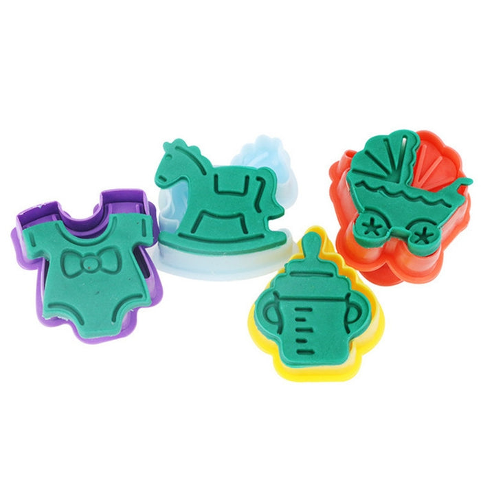 4 in 1 3D Baby Series Biscuit Mold Fondant Pressing Tools, Random Color Delivery