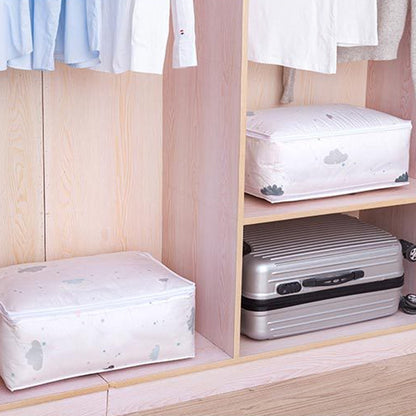 Foldable Storage Bag Clothes Blanket Quilt Transparent Printing Travel Luggage Storage Bag, 57x40x22cm