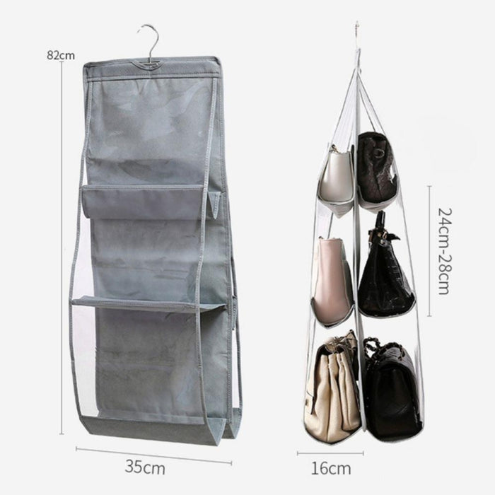 6 Pockets 3 Layers Foldable Hanging Bag Shelf Bag Purse Handbag Organizer