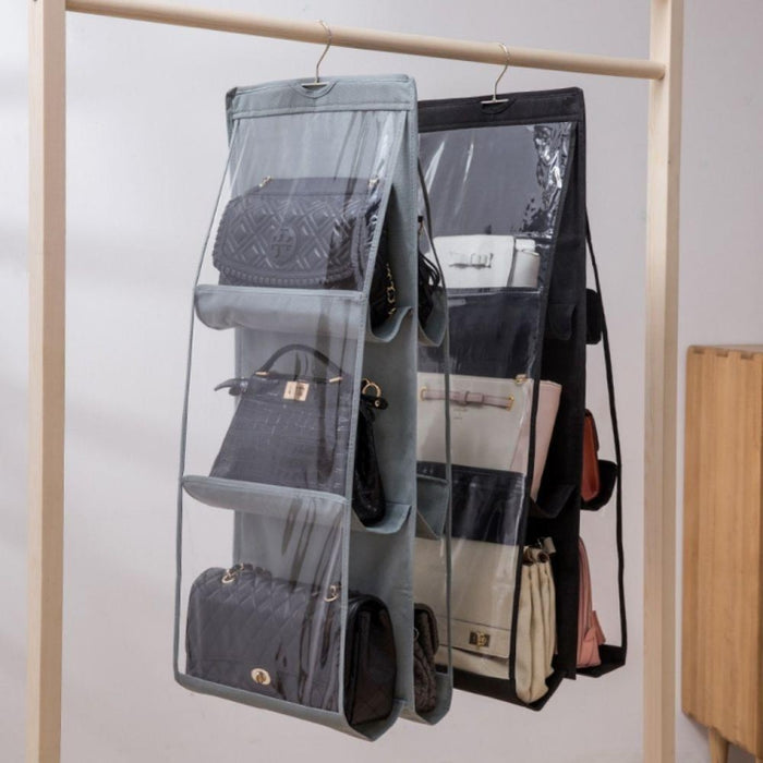 6 Pockets 3 Layers Foldable Hanging Bag Shelf Bag Purse Handbag Organizer