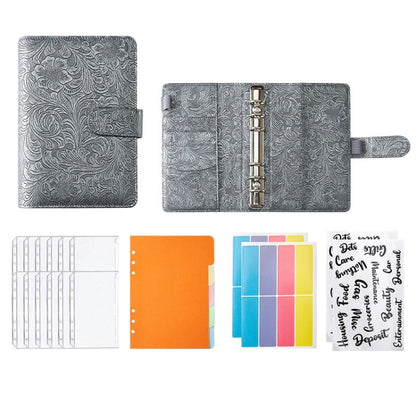 YMX-007 PU Leather Budget Binder Notebook Embossed Model Handbook, A6, A5