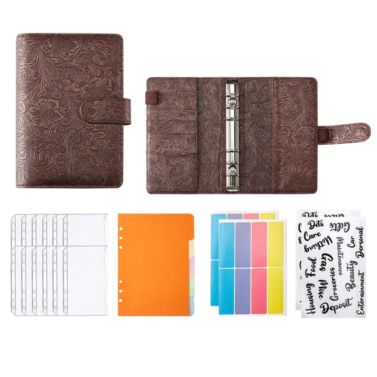 YMX-007 PU Leather Budget Binder Notebook Embossed Model Handbook, A6, A5