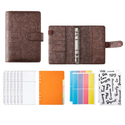 YMX-007 PU Leather Budget Binder Notebook Embossed Model Handbook, A6, A5