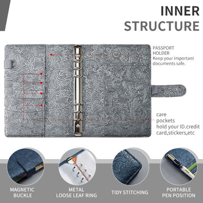 YMX-007 PU Leather Budget Binder Notebook Embossed Model Handbook, A6, A5
