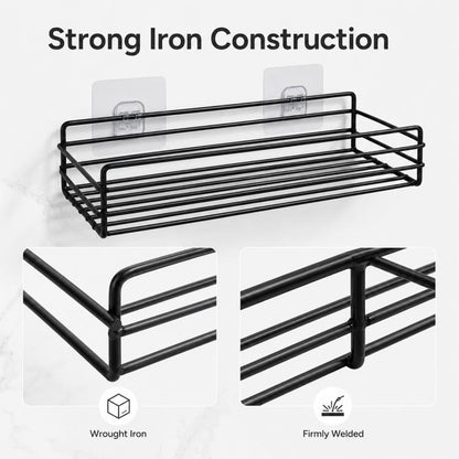 Wrought Iron Bathroom Shelf Wall Mounted Free Punch Toilet Rack, Square (Black), Square (White)