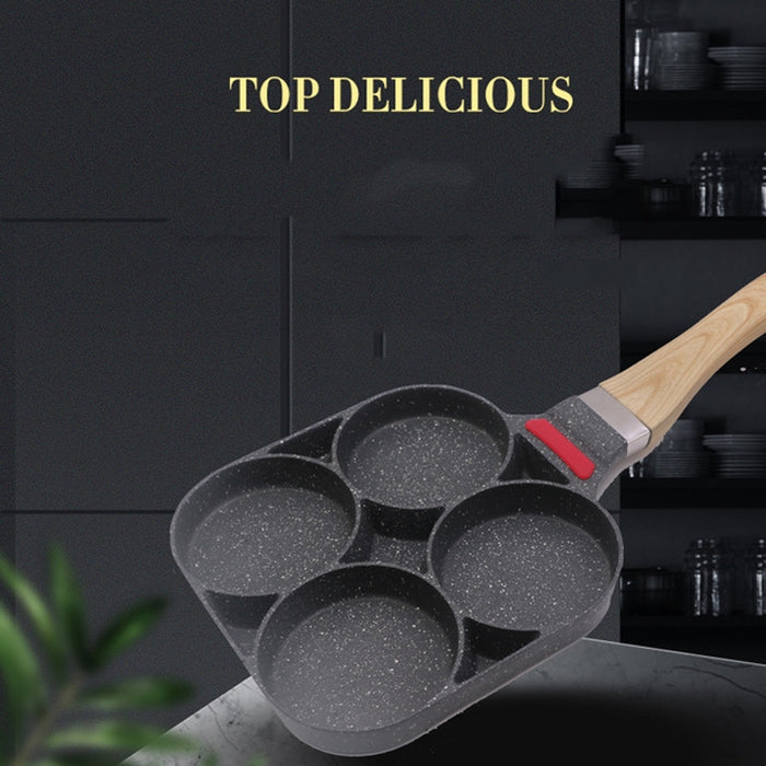 20cm Home-made Maifan Stone Four-hole Fried Egg Non-stick Flat-bottom Egg Dumpling Pot Breakfast Artifact