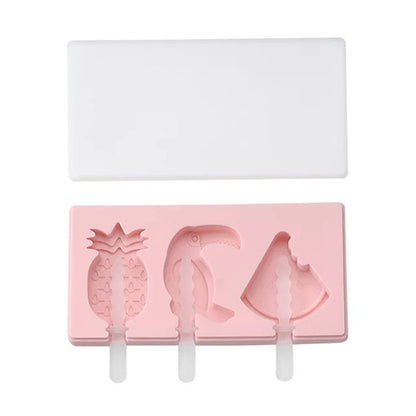 Silicone Cartoon Homemade Handmade DIY Ice Cream Popsicle Mould with Lid, Color Random Delivery, Fruit Woodpecker, Ice Cream, Snowman Hippo Bunny