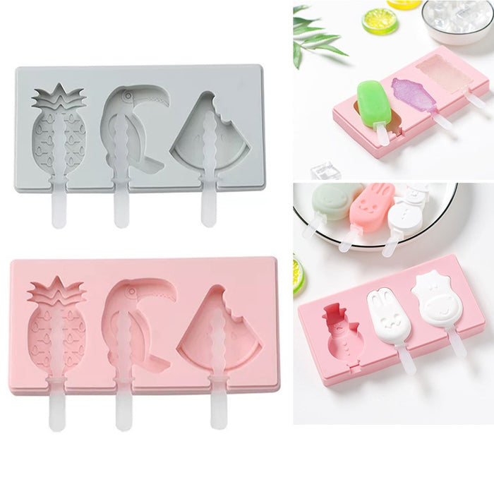 Silicone Cartoon Homemade Handmade DIY Ice Cream Popsicle Mould with Lid, Color Random Delivery