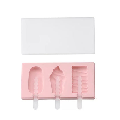 Silicone Cartoon Homemade Handmade DIY Ice Cream Popsicle Mould with Lid, Color Random Delivery, Ice Cream, Snowman Hippo Bunny