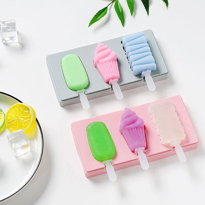 Silicone Cartoon Homemade Handmade DIY Ice Cream Popsicle Mould with Lid, Color Random Delivery, Ice Cream, Snowman Hippo Bunny