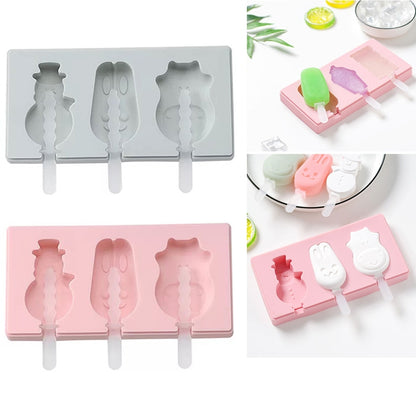 Silicone Cartoon Homemade Handmade DIY Ice Cream Popsicle Mould with Lid, Color Random Delivery, Ice Cream, Snowman Hippo Bunny