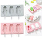 Silicone Cartoon Homemade Handmade DIY Ice Cream Popsicle Mould with Lid, Color Random Delivery, Ice Cream, Snowman Hippo Bunny