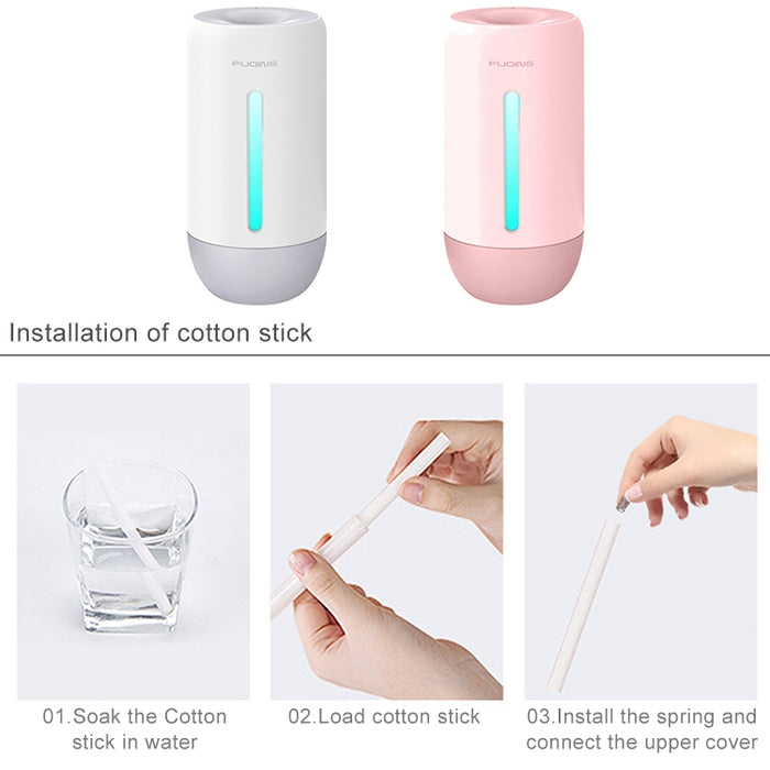 FUQINS Water Cup Mini Air Humidifier USB Colorful Night Light Car Home Silent Aromatherapy Diffuser