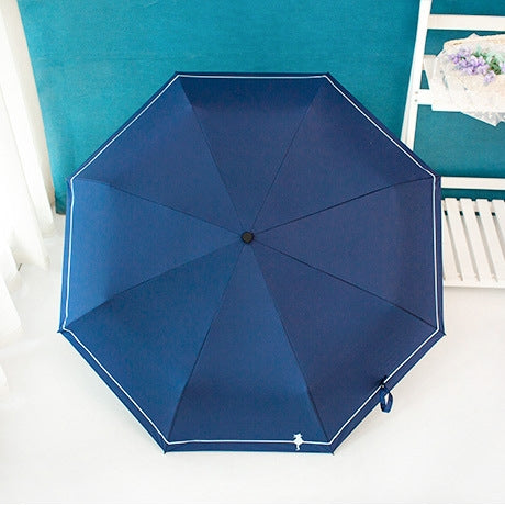 Small Fresh Forest Simple Sun and Rain Dual-use Sun Umbrella Sunscreen UV Protection Black Plastic Umbrella, Manual, Automatic