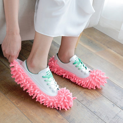 2pcs Chenille Lazy Mopping Shoe Cover Clean Floor Removable and Washable Mop Random Colour