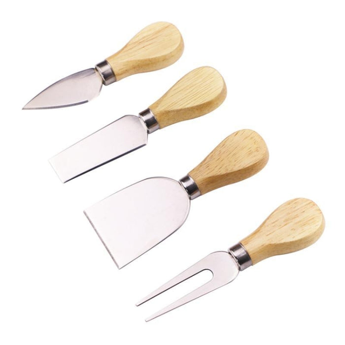 4pcs / Set Stainless Steel Cheese Knife Bamboo Handle Cheese Slicer Wood Handle Cheese Knives Set Cutter