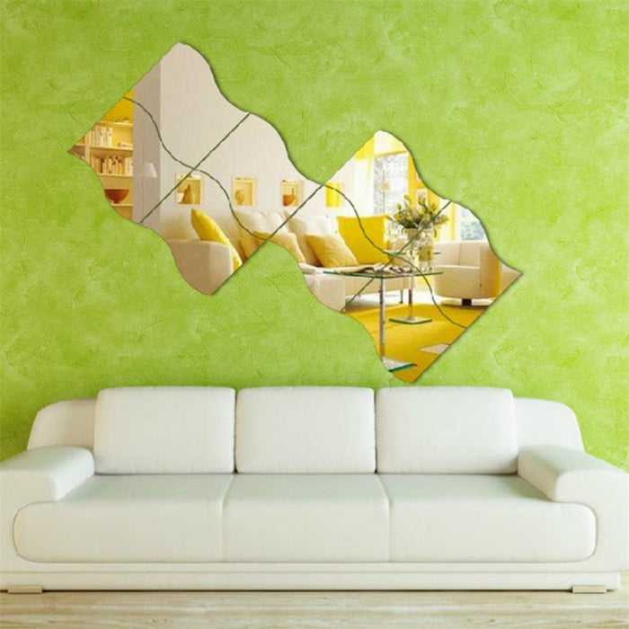 Wall Mirror Acrylic DIY Wave Style Removable Glass Sticker Makeup Mirror Home Bedroom Decorative