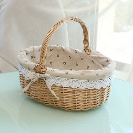 Hand-woven Picnic Basket Sackcloth Rattan Storage Basket