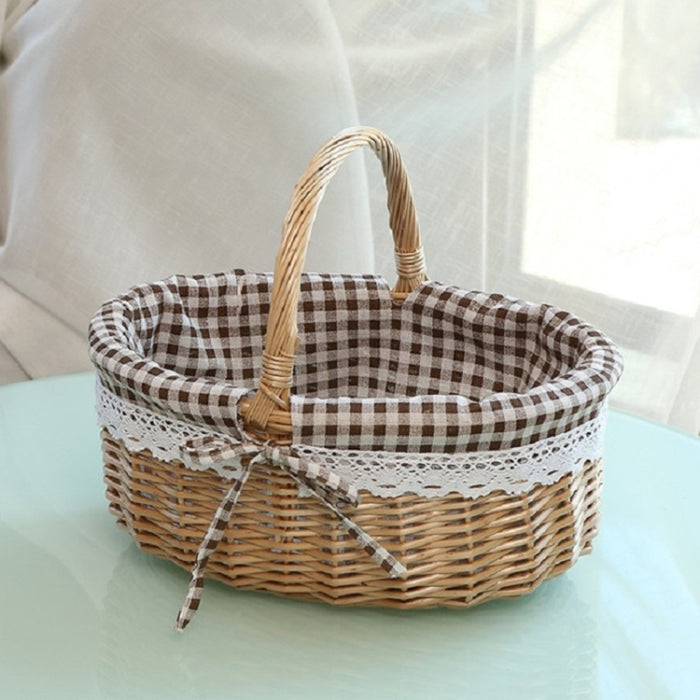 Hand-woven Picnic Basket Sackcloth Rattan Storage Basket