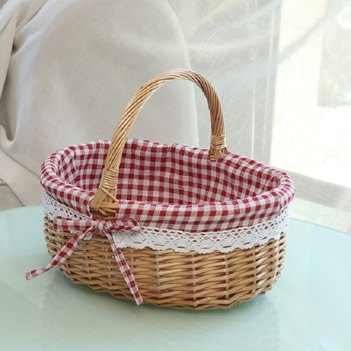 Hand-woven Picnic Basket Sackcloth Rattan Storage Basket