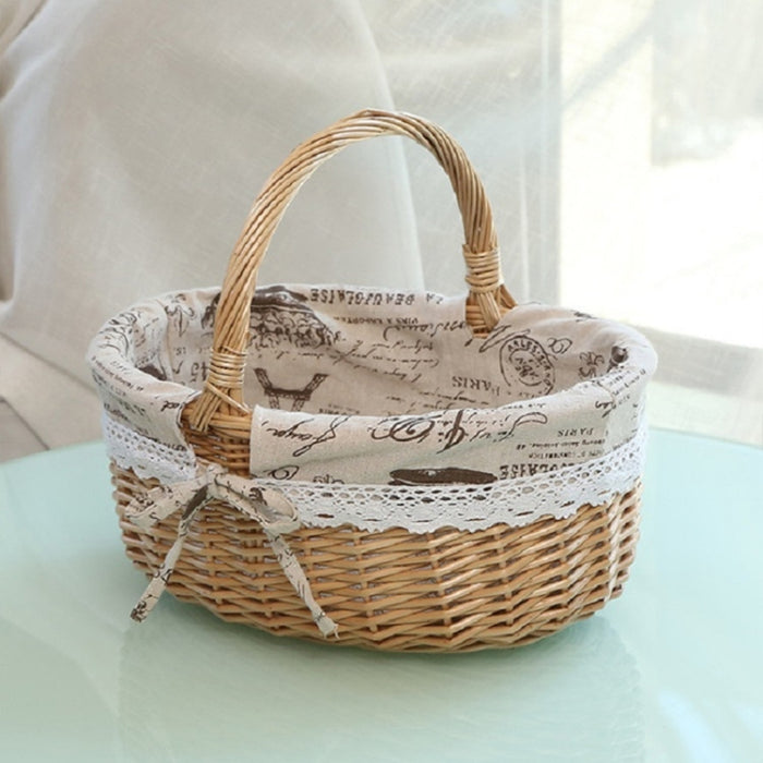 Hand-woven Picnic Basket Sackcloth Rattan Storage Basket