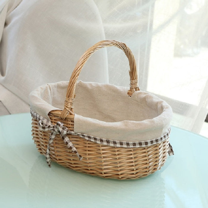 Hand-woven Picnic Basket Sackcloth Rattan Storage Basket