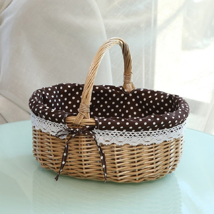 Hand-woven Picnic Basket Sackcloth Rattan Storage Basket