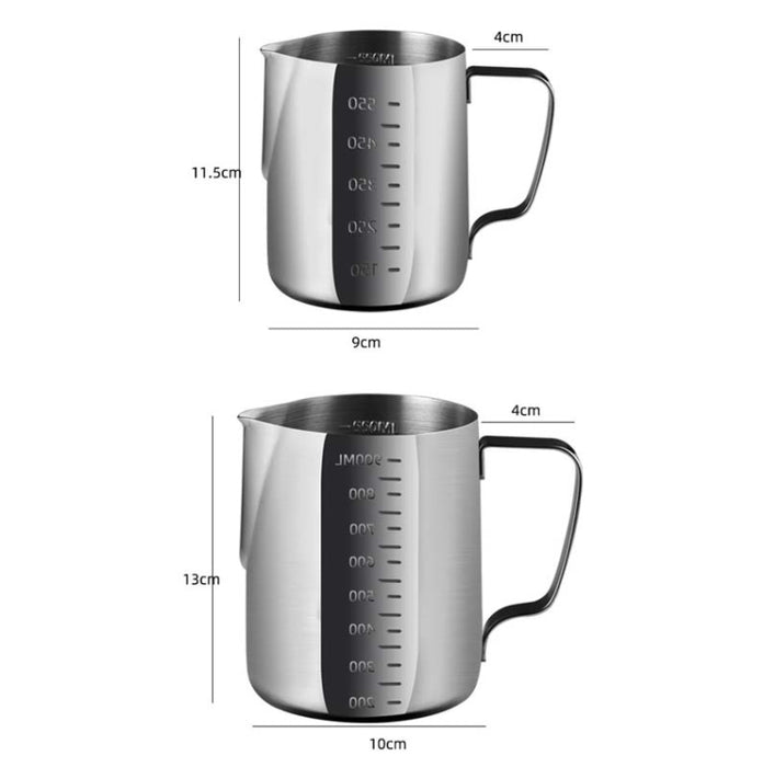 304 Stainless Steel Pointed Mouth Etched Cup Graduated Measuring Cup Milk Foam Cup Coffee Pot