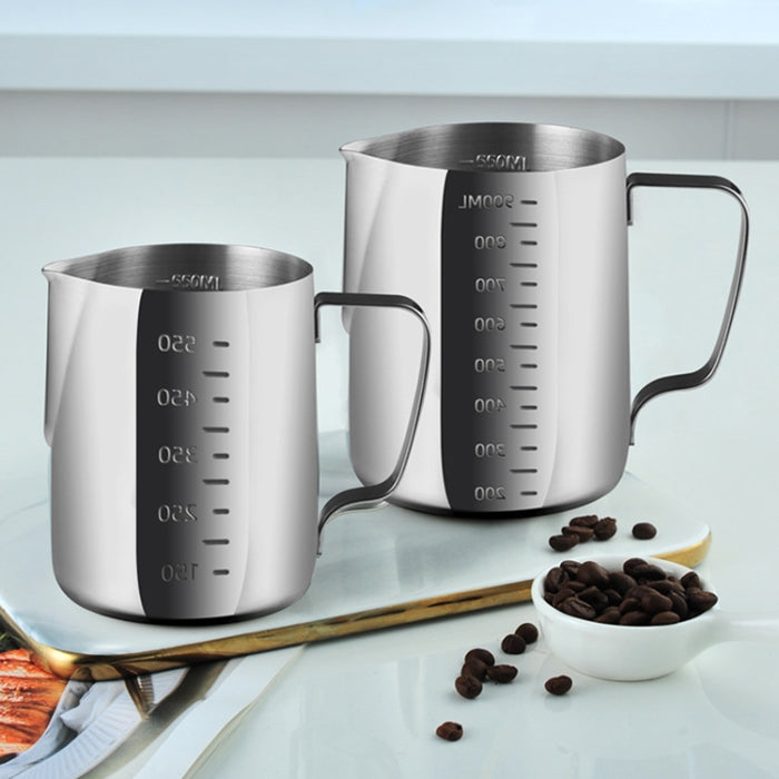 304 Stainless Steel Pointed Mouth Etched Cup Graduated Measuring Cup Milk Foam Cup Coffee Pot