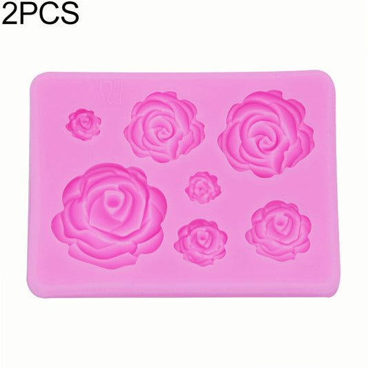 2 PCS DIY Handmade Soap Chocolate Fondant Baking Mold 3D Rose Flower Cake Decoration Silicone Mold