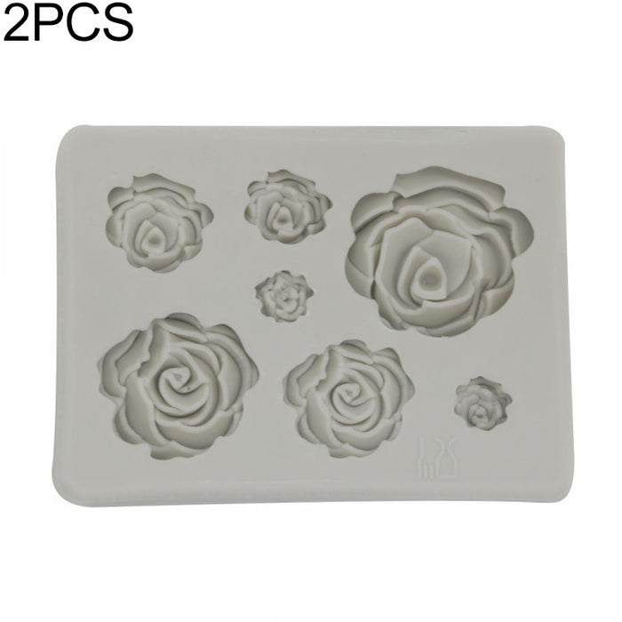 2 PCS DIY Handmade Soap Chocolate Fondant Baking Mold 3D Rose Flower Cake Decoration Silicone Mold