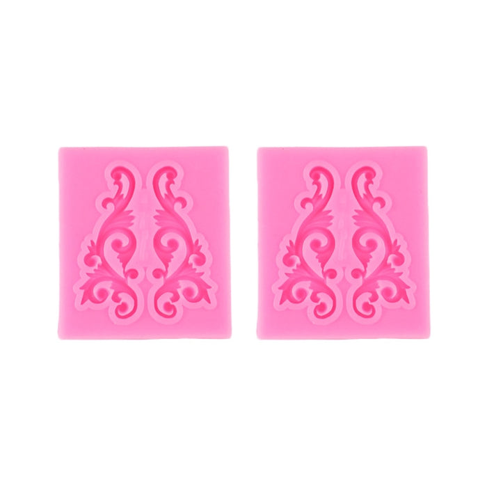 2 PCS Fondant Cake Silicone Mold Hollow Embossed Border Frame Retro Photo Frame Mould