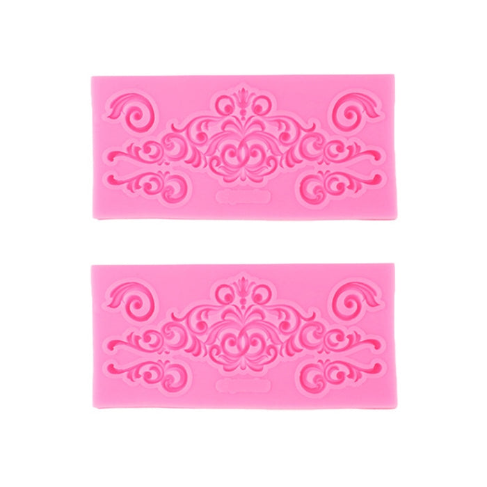 2 PCS Fondant Cake Silicone Mold Hollow Embossed Border Frame Retro Photo Frame Mould