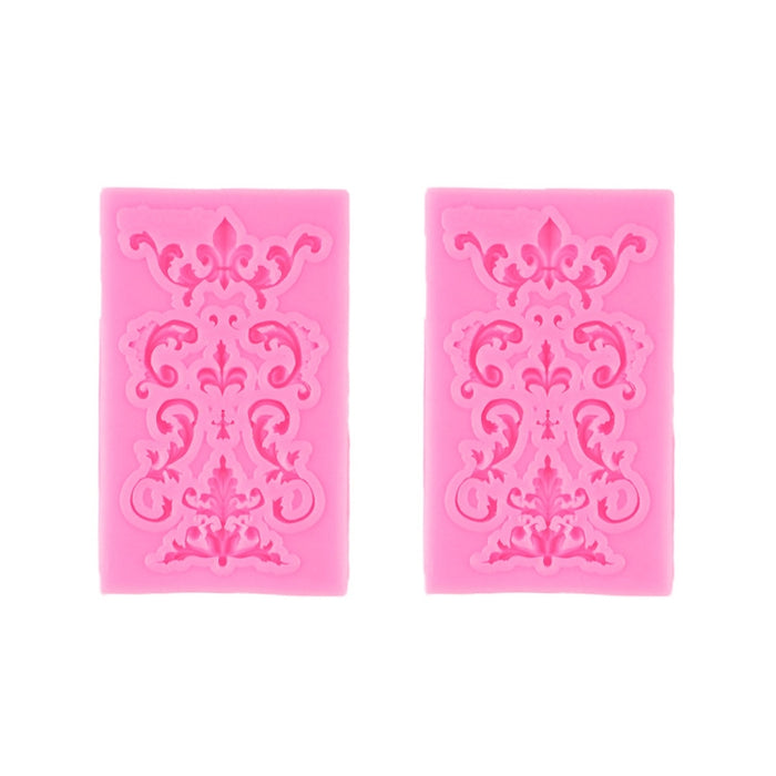 2 PCS Fondant Cake Silicone Mold Hollow Embossed Border Frame Retro Photo Frame Mould