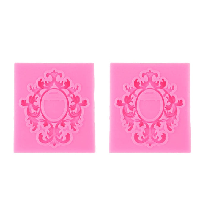 2 PCS Fondant Cake Silicone Mold Hollow Embossed Border Frame Retro Photo Frame Mould