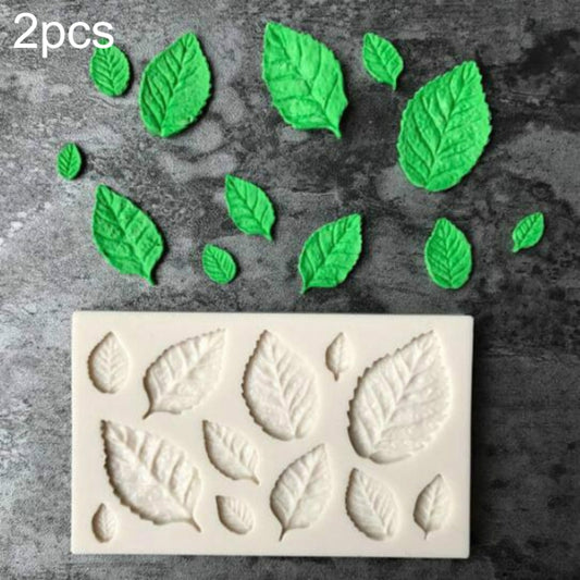 2PCS Sugarcraft Leaf Silicone Fondant Mold Cake Decorating Tools Chocolate Baking Mold