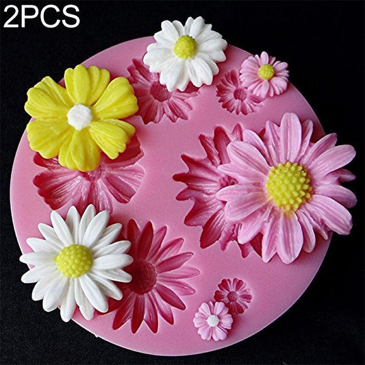 2 PCS 3D Flower Silicone Molds Fondant Craft Cake Candy Chocolate Ice Pastry Baking Tool