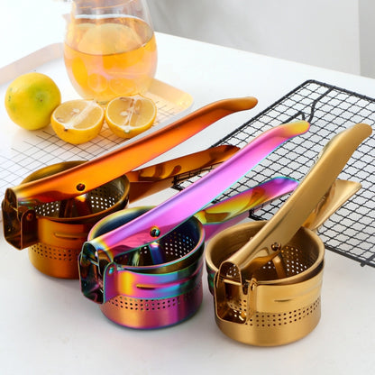 Stainless Steel Manual Juicer Detachable Juicer Commercial Large Capacity Fruit Juicer, Golden, Rose Gold, Magic Colorful, Magic Red