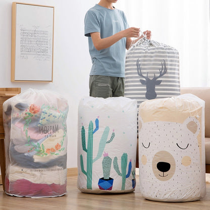 Large-capacity Household Waterproof Moisture-proof Quilt Storage Bag Packing Bag, Striped Deer, Cute Beer, Cactus, Garlands